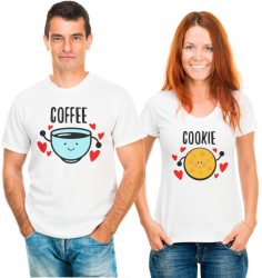Парные футболки для двоих Coffee, Cookie
