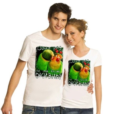 Парные футболки с попугаями