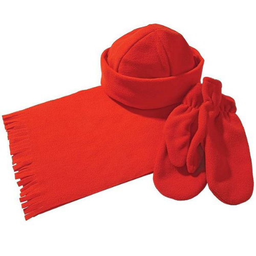 Изображение Комплект Unit Fleecy: шарф, шапка, варежки, красный