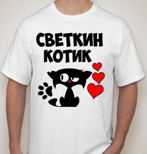 Изображение Футболка мужская Светкин котик,  с именем на заказ