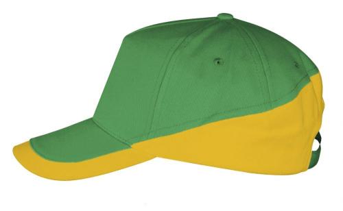 Изображение Бейсболка BOOSTER, ярко-зеленая с желтым