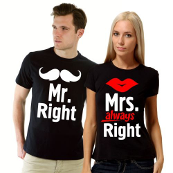 Футболки парные молодоженам Mr. Right / Mrs. always Right