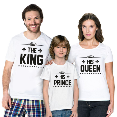 Изображение Футболки для семьи на троих King Queen Prince