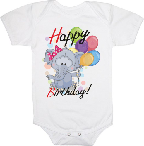Изображение Боди детское Happy birthday, слон