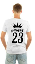 Мужская футболка с короной Андрей 23, Ваше имя и номер