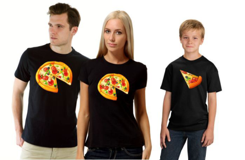 Изображение Футболки для семьи Пицца и кусочек пиццы