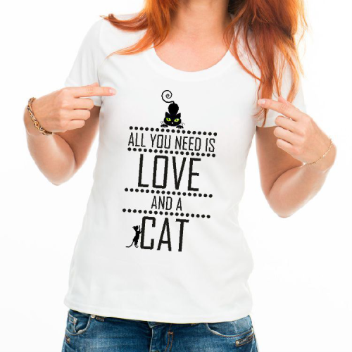 Изображение Футболка женская All you need is Love and a cat