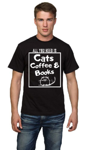 Изображение Футболка мужская All you need is cats coffee and books