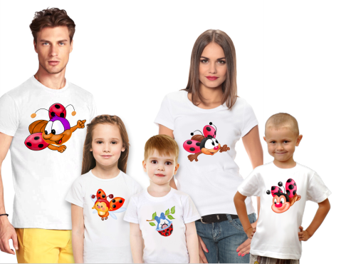 Изображение футболки с пчелками для семьи на 5 человек