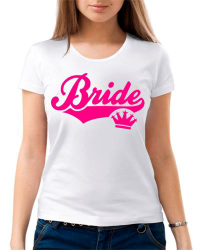 Футболка Bride (невеста) с короной, розовая флюра