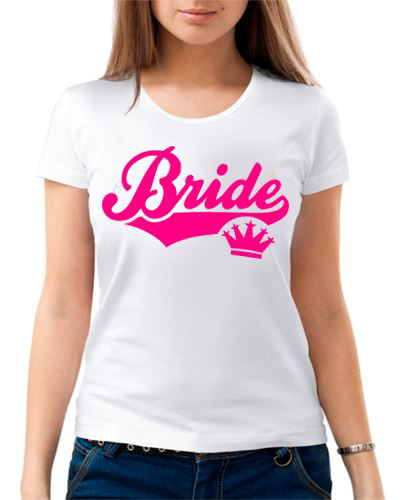 Изображение Футболка Bride (невеста) с короной, розовая флюра