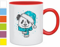 Кружка Панда в голубом колпаке и шарфике