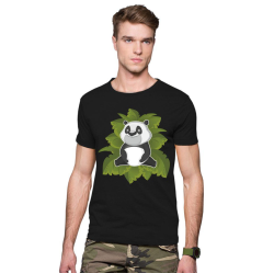 Футболка мужская Панда в листьях на шпагате