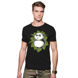 Футболка мужская Панда в листьях удивленный