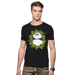 Футболка мужская Панда в листьях, лапа в верх