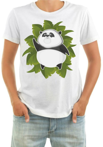 Изображение Футболка мужская Панда в листьях, лапа в верх