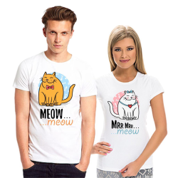 Парные футболки для двоих Meow, mrr mrr