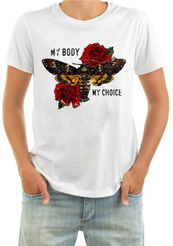 Изображение Футболка мужская My body my choice, бабочка