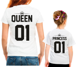 Футболки для мамы и дочки Queen 01, princess 01