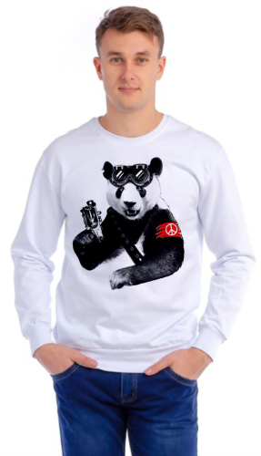 Изображение Толстовка (свитшот) мужская Панда с пистолетом