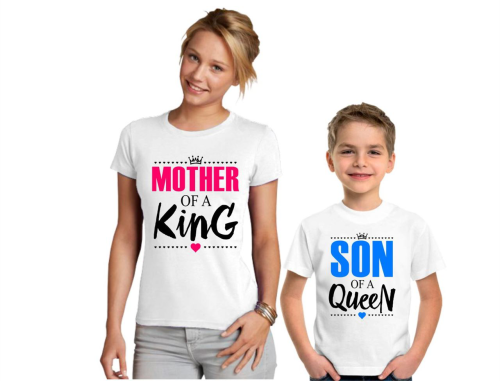 Изображение Футболки для мамы и сына Mother of the king, son of a queen