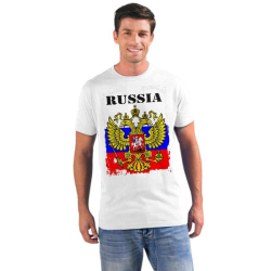 Футболка мужская Russia, герб, флаг