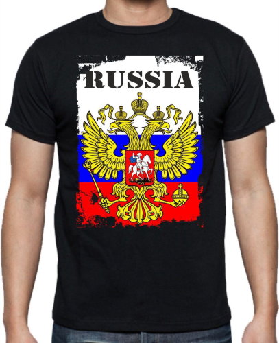 Изображение Футболка мужская Russia, герб, флаг