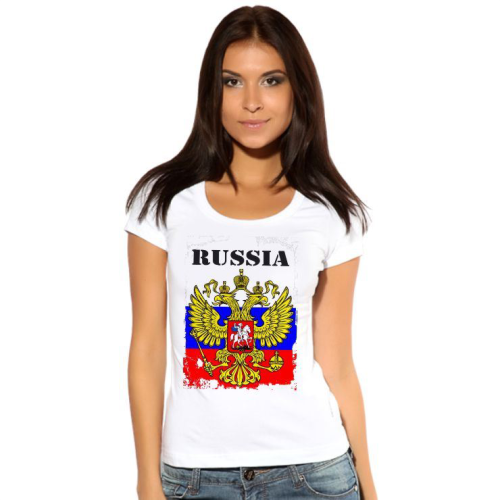 Изображение Футболка женская Russia, герб, флаг