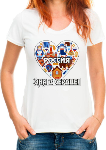 Изображение Футболка женская Россия она в сердце