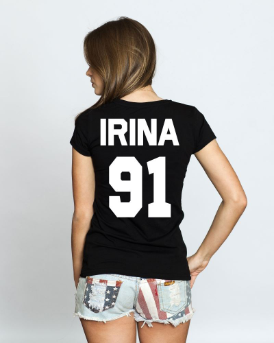 Изображение Футболка женская IRINA 91 (любое имя и номер)