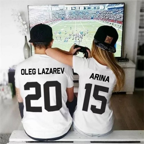Изображение Футболки парные Oleg и Arina (имя и номер любые)
