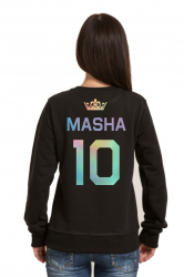 Свитшот Masha 10, с короной, спектральная печать, любое имя и номер