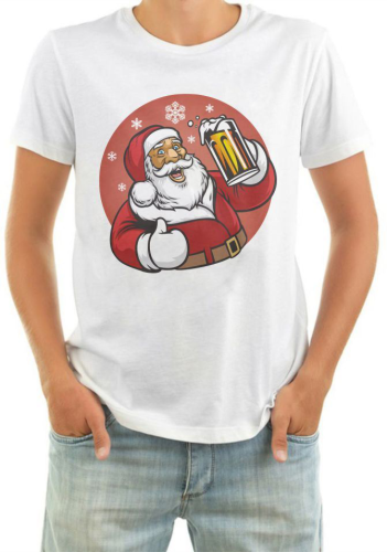 Изображение Футболка мужская Дед Мороз с пивом