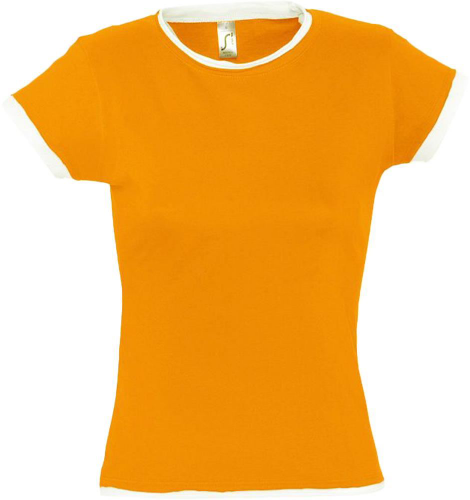 Изображение Футболка женская MOOREA 170, оранжевая с белой отделкой