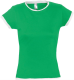 Изображение Футболка женская MOOREA 170, ярко-зеленая с белой отделкой