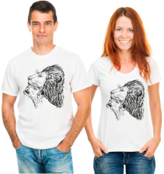 Парные футболки для двоих Лев со львицей