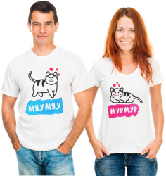 Парные футболки для двоих Кошечки, мяу, мур