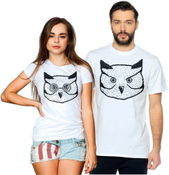 Парные футболки для двоих Сова, сова в очках