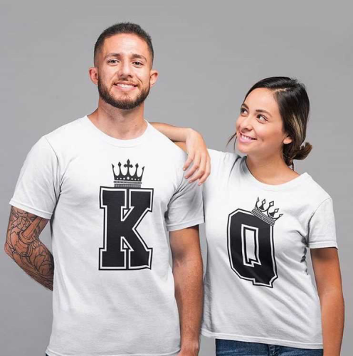 Изображение Парные футболки K и Q, короны