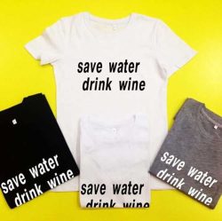 Футболка женская Save water drink wine