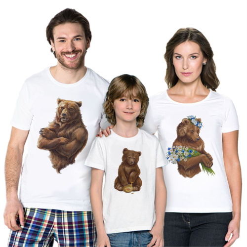 Изображение Футболки для семьи на троих Бурые медведи