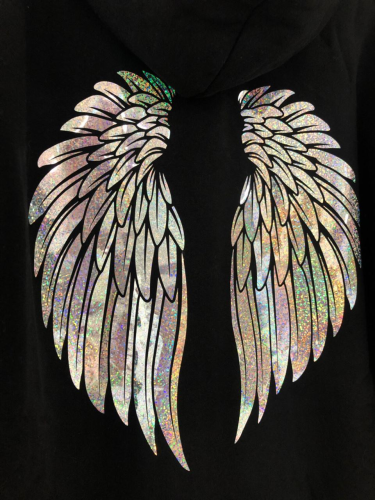 Изображение Толстовка с капюшоном крылья, голограмма