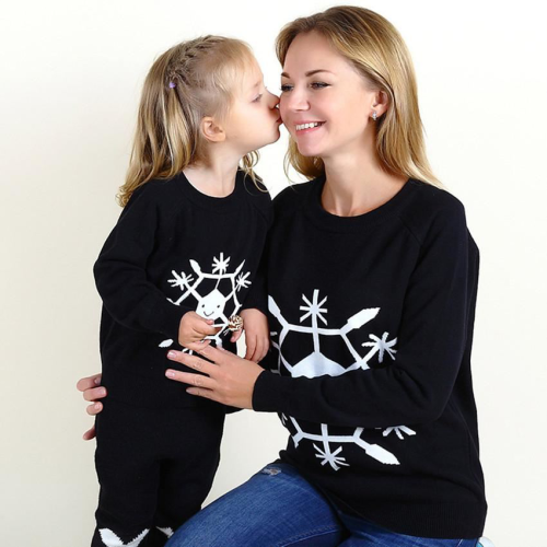 Изображение Парные свитшоты для мамы и дочки Снежинки смешинки
