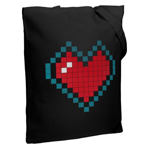 Изображение Холщовая сумка Pixel Heart, черная