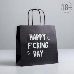 Пакет подарочный Happy F*cking day, 22 х 22 х 11 см