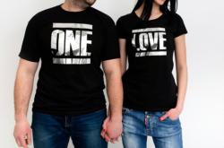 Парные футболки ONE LOVE. печать глянцевое серебро