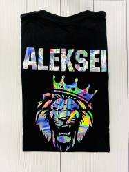 Футболка мужская Aleksei со львом, радужное серебро, размер 3XL
