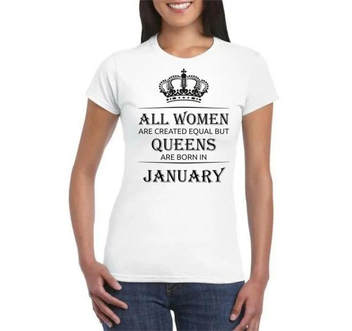 Изображение Футболка женская All women are created equal but queens are born in January