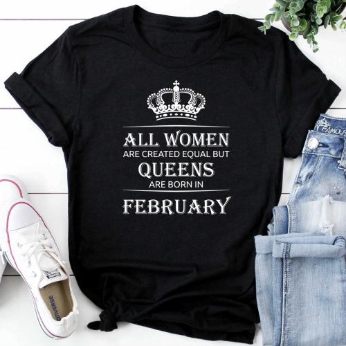 Изображение Футболка женская All women are created equal but queens are born in February