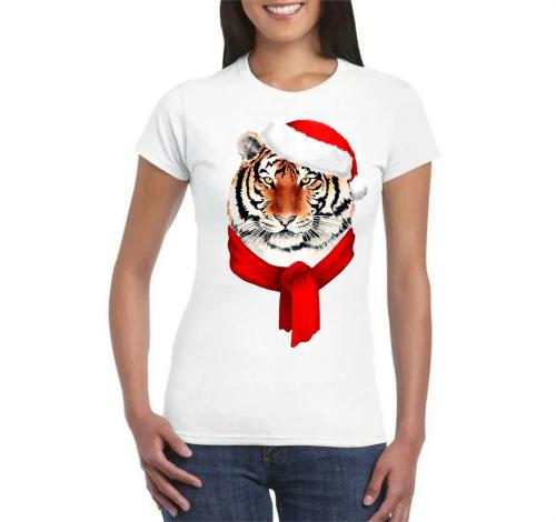 Изображение Футболка женская Тигр в колпаке и в шарфике